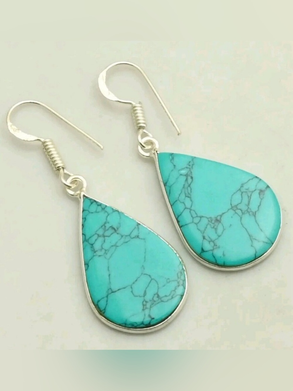 Gorgeous Sundance Turquoise Teardrop sterling silver earrings